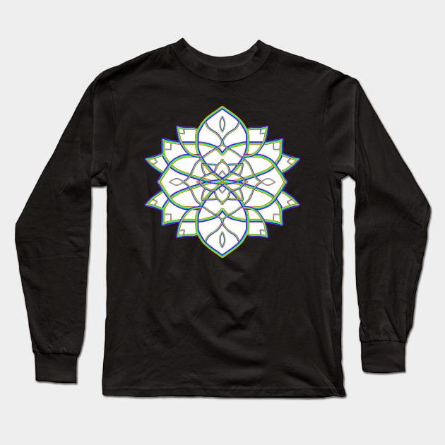 Psychedelic Mandala Flower Long Sleeve T-Shirt by Art by Deborah Camp